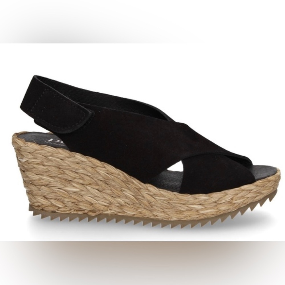 Pedro Garcia Frederica Black Wedge Sandals